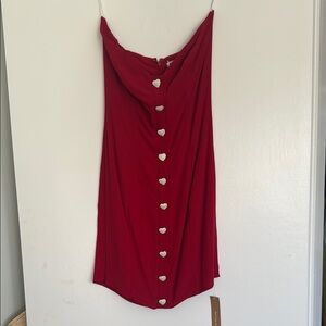 REFORMATION Red Dress with Heart Buttons NWT